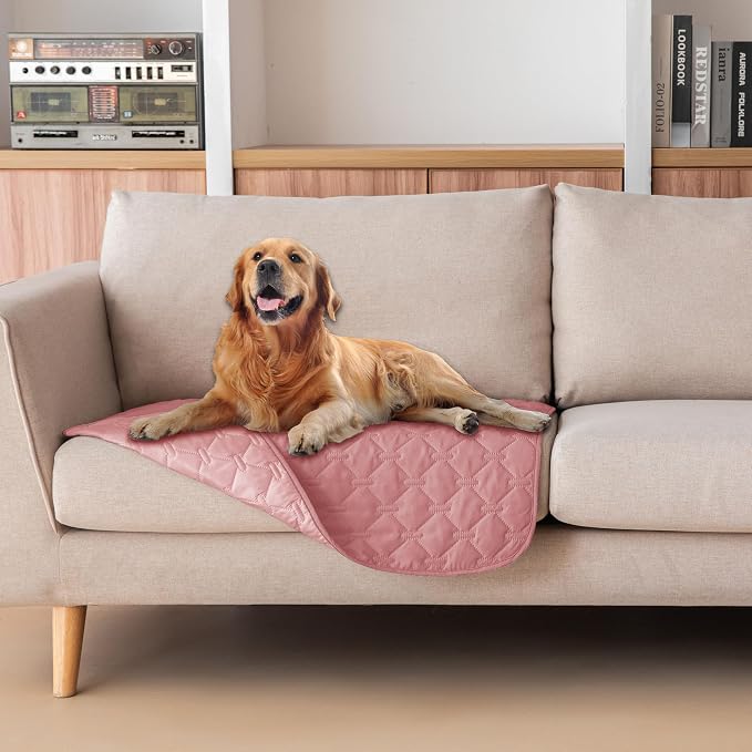 gogobunny 3X Stronger Waterproof Pet Blanket, Scratch Proof Furniture Protector for Dogs Cats, Reversible Cover 30x30 Inch, Dark Pink/Light Pink by gogobunny