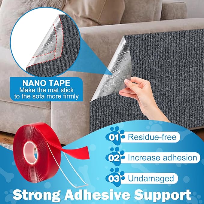 ENONCI 23.6x15.8 Cat Scratcher Mat, Self-Adhesive Cat Scratch Furniture Protector - Image 5