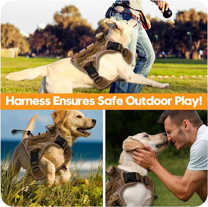 Heavy-Duty Tactical Dog Harness for Large Dogs, No Pull Adjustable Reflective Pet Vest with Molle System, K9 Military-Grade Control for Service Training, Outdoor & 10+ Breeds, Desert Camo, Small - Image 6