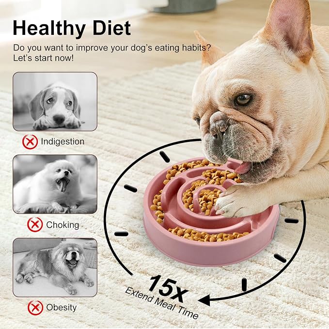 Slow Feeder Dog Bowls, Puzzle Dog Bowl with Anti-Slip, Slow Feeder & Non-Slip Design, Boredom and Anxiety Reducer, Suitable for All Breed Dogs and Cat - Image 4
