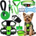 No Pull Dog Harness Adjustable Collar & Leash Set - Dog Halter Harnesses Collapsible Bowls & Poop Bag Dispenser Muzzle ID Tags Toys Fits Small Medium Large Dogs (Green-S) by Unknown