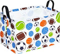 Football Storage Basket Empty, Waterproof Football Storage Bins Organizer, Foldable Closet Shelf Baskets with Handles for Home Office Dorm Closet Shelf by Unknown