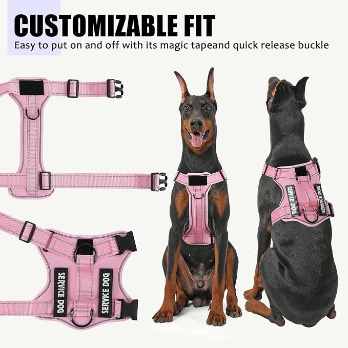 Service Dog Harness, Reflective Dog Vest Harness with 5 PCS Patches, Adjustable Soft Oxford Pet Harness, Inner Layer Mesh, Easy to Control for Small Medium Large Dogs - Image 5