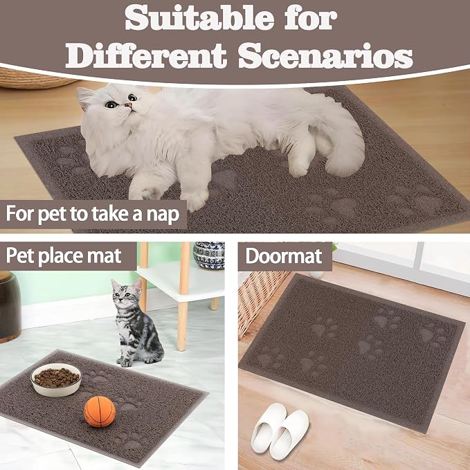 Darkyazi Cat Litter Box Mat for Floor Litter Trapping Mat Non-Slip Backing, Scatter Control, Easy Clean, Water Resistant, Soft on Paws (15.75" x 11.75",Coffee) - Image 7