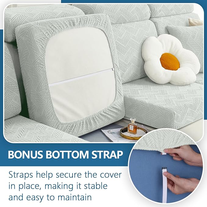 hyha Individual Couch Cushion Covers, Sofa Seat Cushion Covers Washable | Stretch Dog Couch Cover, Elastic Bottom, Anti-Slip Protector, Ideal For Pets & Kids, Durable Sofa Slipcover, Back Cover M - Image 4