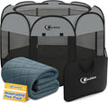 Siedihit Dog Playpen with Washable Pee Pad, Dogs Tent Crate Cage | Indoor/Outdoor, Portable Pop Up Dog Kennel with Carrying Bag for Rabbits (Dark Grey with Pad, Extra Large) by Siedihit