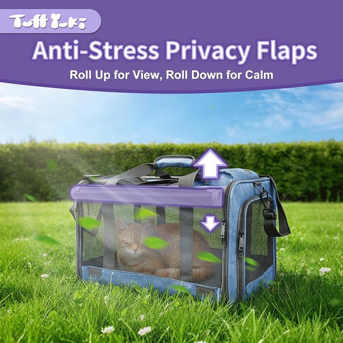 Pet Carrier for Medium-Small Cats, Collapsible Cat Carrier and Soft-Sided Pet Carrier for Medium Big Cats and Puppy Up to 17lbs, 2-Way Entry with Privacy Cover, Travel Bag L18.12”X11.81”X11.81” - Image 2