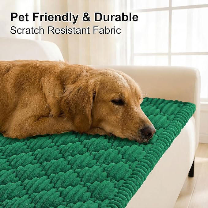 Smiry Couch Cover for Dogs Washable, Non Slip Fuzzy Pet Sofa Protector | Soft Thick Furniture Cover for Sofa, Loveseat and Sectional, Scratch & Pet Hair Resistant (Emerald Green, 27.6" x 59") - Image 3