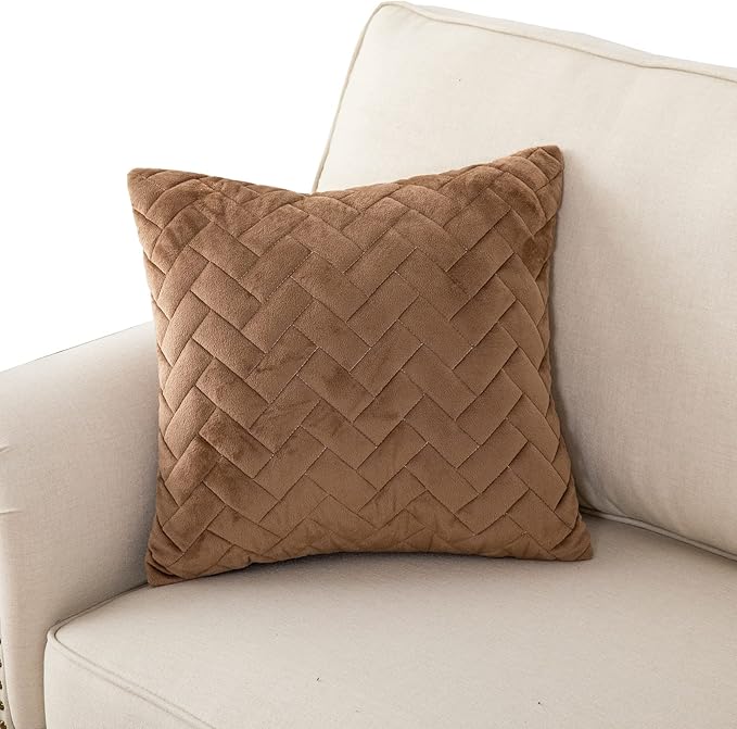 Eismodra Throw Pillows,Couch Cover,Sofa Cover,Sectional Couch Covers for 3 Cushion Couch,Sofa Slipcovers for Dogs Cats Pet Loveseat Recliner Leather L Shaped,Brown 18 x 18 Inches (Only 1 Piece) by Eismodra