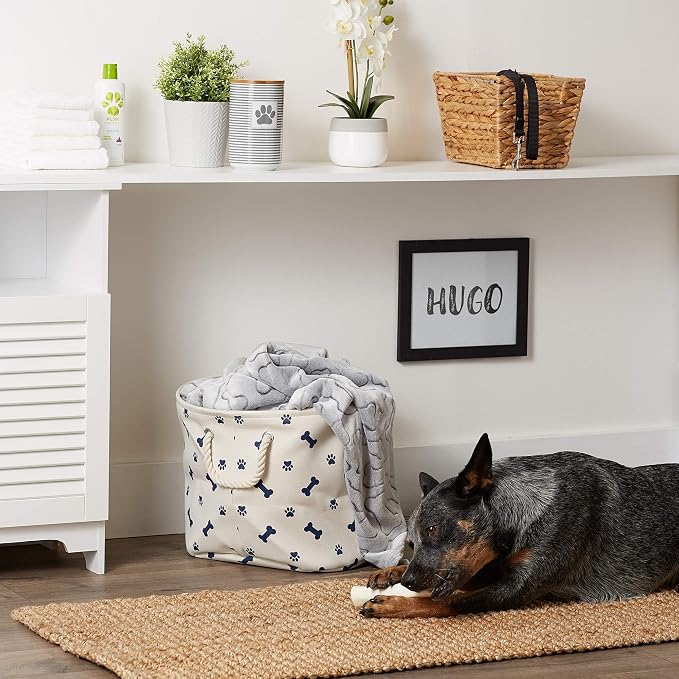 Bone Dry 5511 Pet Storage Collection Paw and Bone Print, Medium Round, Nautical Blue - Image 6