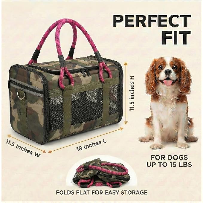Soft-Sided Dog & Cat Carrier | for Car Rides, Vet Visits, Errands & Daily Outings | Fits Small Dogs & Cats Up to 15 lbs | 18" L x 11.5" H | Yorkies, Chihuahuas & More - Image 3