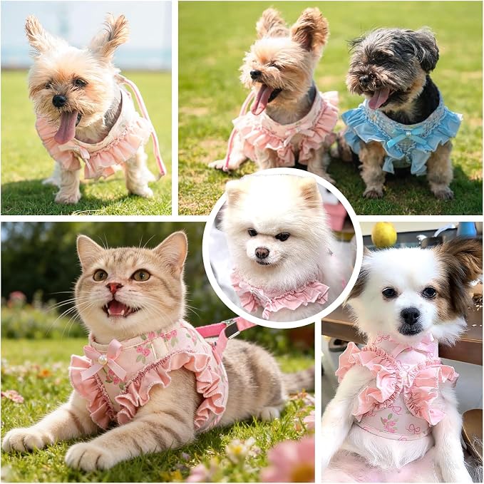 ABRRLO Small Dog Harness and Leash Set Soft Breathable Mesh No Pull Puppy Harness with Bowknot Adjustable Cute Pink Dog Vest Harnesses for Small Dogs Cats Girl Pet Harness for Walking Outdoor(Pink,M) - Image 7