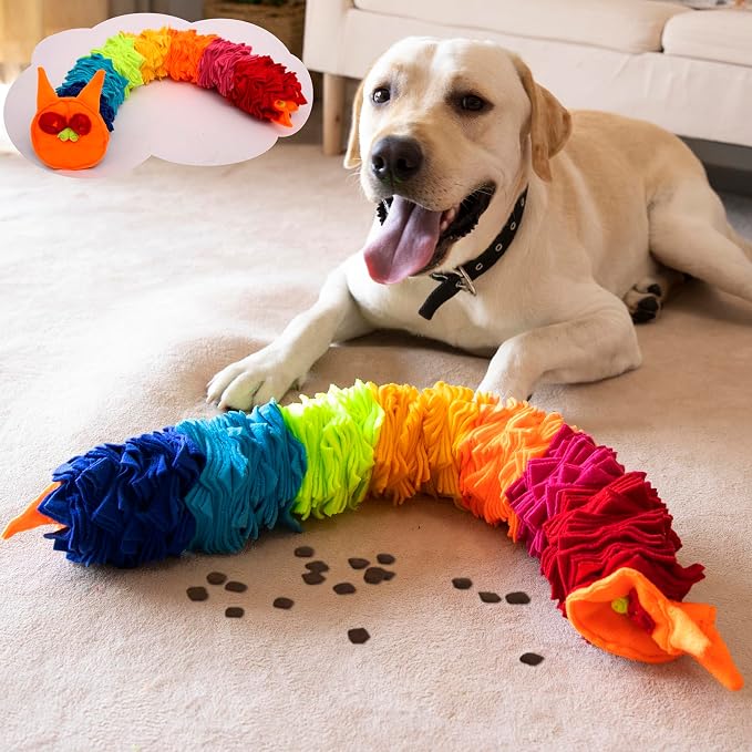 Ablechien Snuffle Ball Rainbow Snuffle Snake Puzzle Toy for Dogs Puppy Treat Dispensing Toys Foraging Snuffle Mat Interactive Slow Feeder Dog Toys for Any Size by Havefunwithyourpets