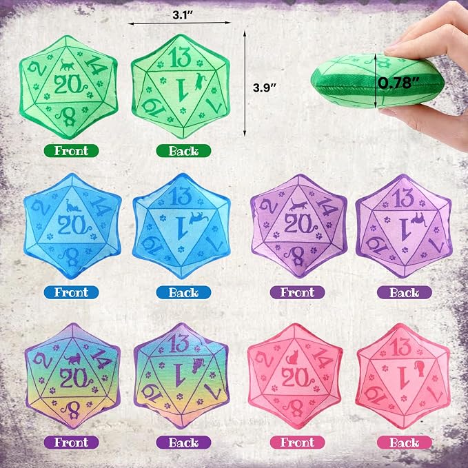 CiyvoLyeen Plush D20 Dice Catnip Toys for Indoor Cats 5 Pack | Interactive D20 Cat Chew Toys, Boredom Relief, Soft Durable Plush with Catnip, Tabletop RPG Inspired DND Gift for Cat Lovers - Image 3