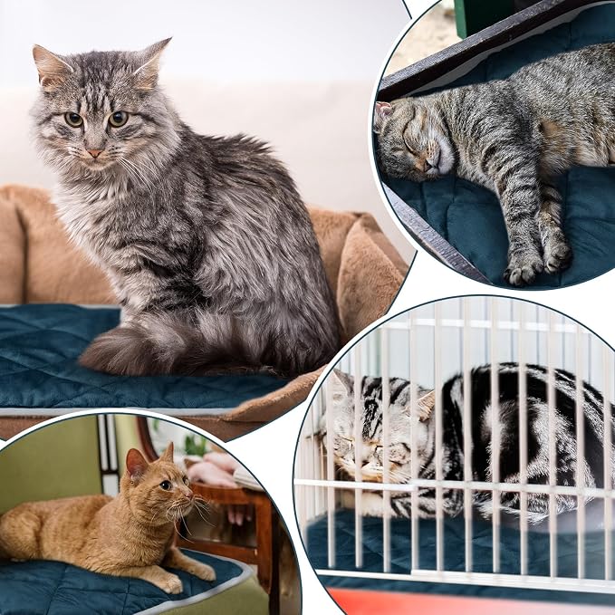 4 Pack Self Heating Cat Pad Self Warming Dog Mat Reflects Body Heat Extra Warm Thermal Pet Pad Washable Dog Cat Bed Crate Bed Mat Blanket (Dark Blue,16 x 20 Inch) - Image 5