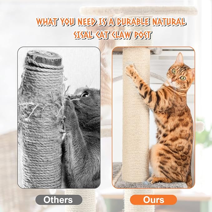4 PCS M8 Cat Scratching Post Replacement, 15.7 x 3.1 Inch Sisal Pole Cat Tree Replacement Post with Screws, Refill Scratcher Posts for Indoor Kitten Tree Tower Spare Cat Furniture Protector - Image 6
