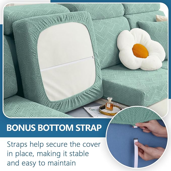 hyha Individual Couch Cushion Covers, Sofa Seat Cushion Covers Washable | Stretch Dog Couch Cover, Elastic Bottom, Anti-Slip Furniture Protector, Ideal For Pets & Kids, Durable Sofa Slipcover, 3 Pcs - Image 4