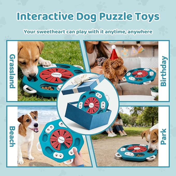 Dog Puzzle Toy for Smart Dogs, Interactive Dog Enrichment Toys,Level2(Blue) | For Small, Medium Dogs and Cats, Treat Dispensing, Mental Stimulation, to Keep Them Busy, Slow Feeder, IQ Training, Anti-slip - Image 8