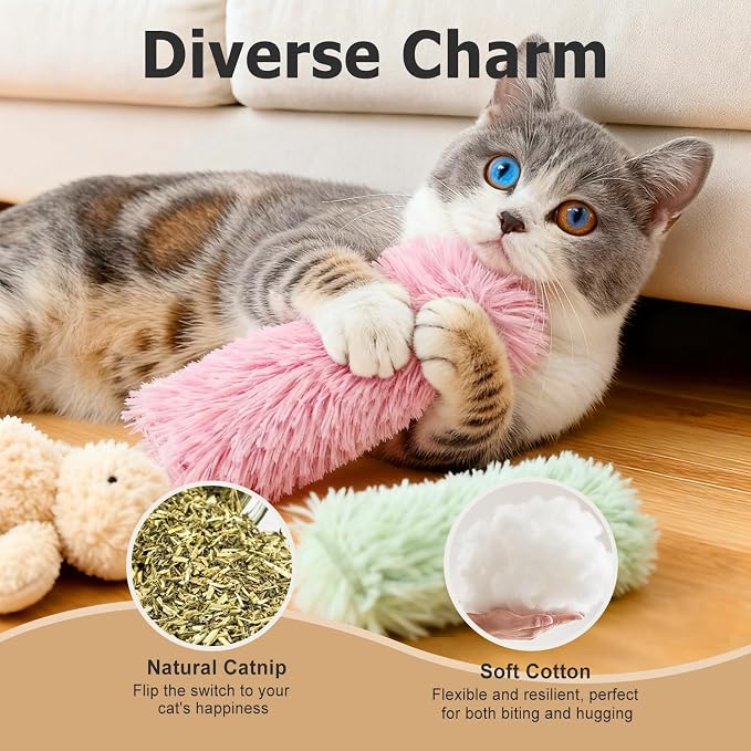 Cat Toys Pillows 6Pcs Catnip Kicker Toys for Cats Promotes Kitty Exercise - Image 6