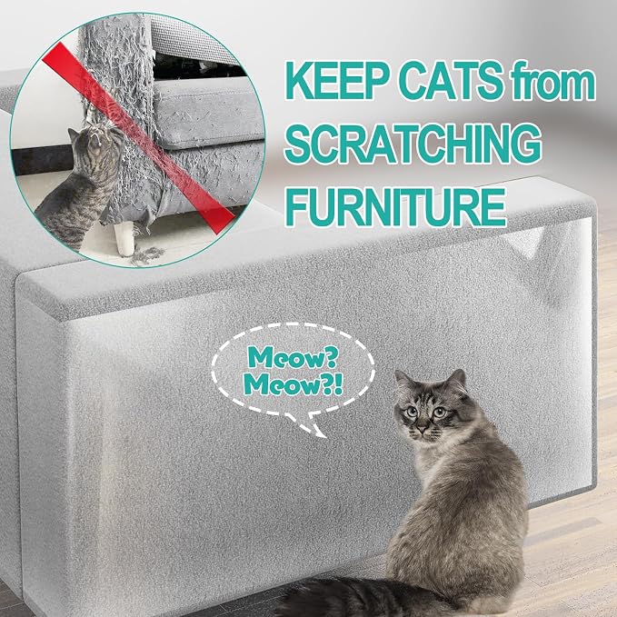 190"x17" Heavy Duty Anti Cat Scratch Furniture Protector, Flexible Couch Corner Protector from Cats Claws, Single-Sided Self Adhesive Cat Scratch Deterrent Tape - Image 2