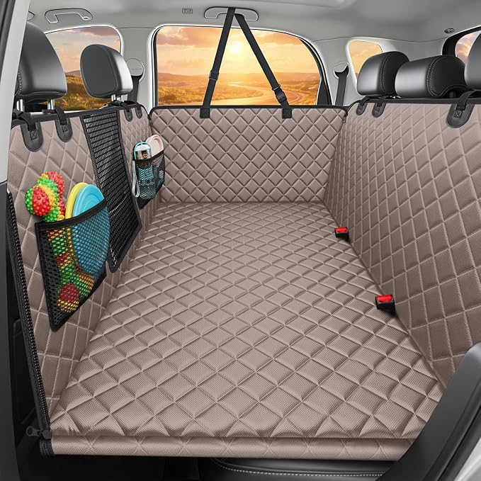 URPOWER Back Seat Extender for Dogs, Large Hard Bottom Dog Car Seat Cover | Supports 550 lbs, Stable 3-Panel Hard Bottom, Added High-Density Foam for Comfort, Waterproof 900D Oxford, 45% More Space by URPOWER