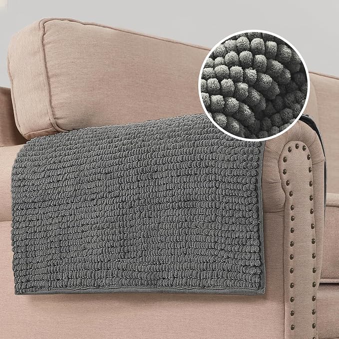 H.VERSAILTEX Plush Chenille Couch Armrest Cover 2 Packs Thick and Soft Sofa Covers Furniture Protector Cover for Pets (27.5" x 27.5", Grey) - Image 8