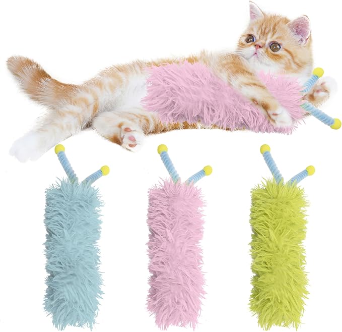 3 Pack Catnip Toys,Soft Cat Pillows Toys with Antennae, Funny cat Toy | Cat toys for indoor cats, Indoor Interactive toy, cat kicker toy, Companion Toys for Cats (Antenna Green Set) by MAIIU