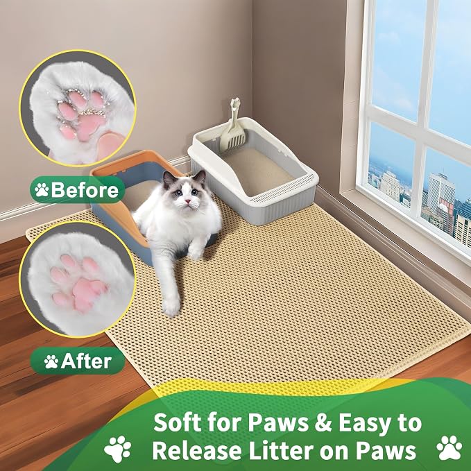 GRELY XXL 47''X 36'' Supper Large Cat Litter Box Mat,2 Layer Litter Mat for Indoor Cats,Rug for Pet Kitty,Litter Trapping Mats,Waterproof Urine Proof,Non-Slip - Image 4