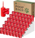 Strawberry Scented Dog Poop Bags- 42 Rolls 630 counts Leak Proof | Extra Large 13x9 Inch Red Dog poop bags rolls with Dispensers, Fragrance Bags for Dogs Walking and Cat Litter by Petrhythm