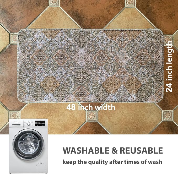 nunubaby Washable Pee Pads for Dogs, Stylish, Non-Slip and Leak-Proof Pee Pads. Reusable Potty Pads for Dogs for Crates and Floors.(Brown/Multi,24" x48" ) - Image 4