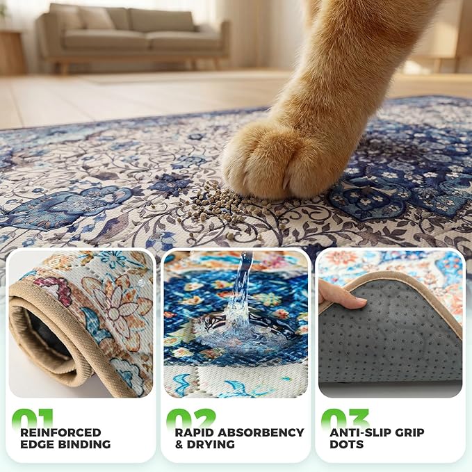 Hompet Cat Litter Mat 2 Pack, 24x60 Large Machine Washable Trapping Mats for Cats, Super Absorbent & Urine-Proof Cat Litter Box Mat for Floor, Waterproof & Non Slip Kitty Litter Rug - Image 5