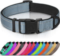 Joytale Reflective Dog Collar, Adjustable Neoprene Padded, Gray L | Breathable Nylon for Large Dogs, No Chafing on Walks and Outdoor Hikes, Tear-Resistant Webbing, Metal D-Ring, Night Safety by Joytale