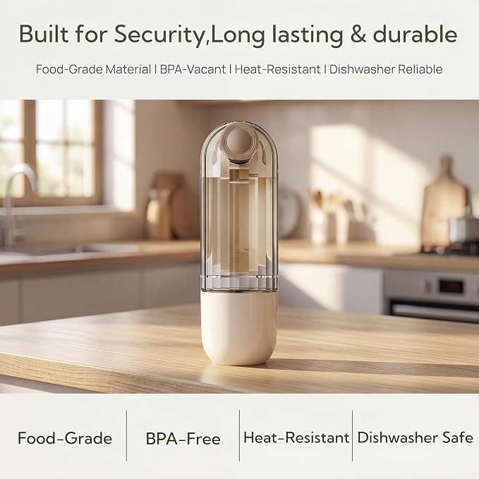 Portable Dog Water Bottle with Food Container, 2-in-1 Pet Water Dispenser & Travel Bowl, Leak-Proof Puppy Water Bottle for Small Dogs & Cats, Perfect for Walking, Hiking, Dog Mom Gifts (Beige) - Image 5