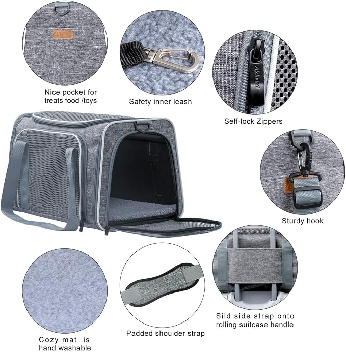 Cat Carrier - Portable Foldable Dog Pet Carrier, Soft-Sided Pet Bag up to 15 Lbs, Airline Approved Travel Puppy Carrier - Image 4