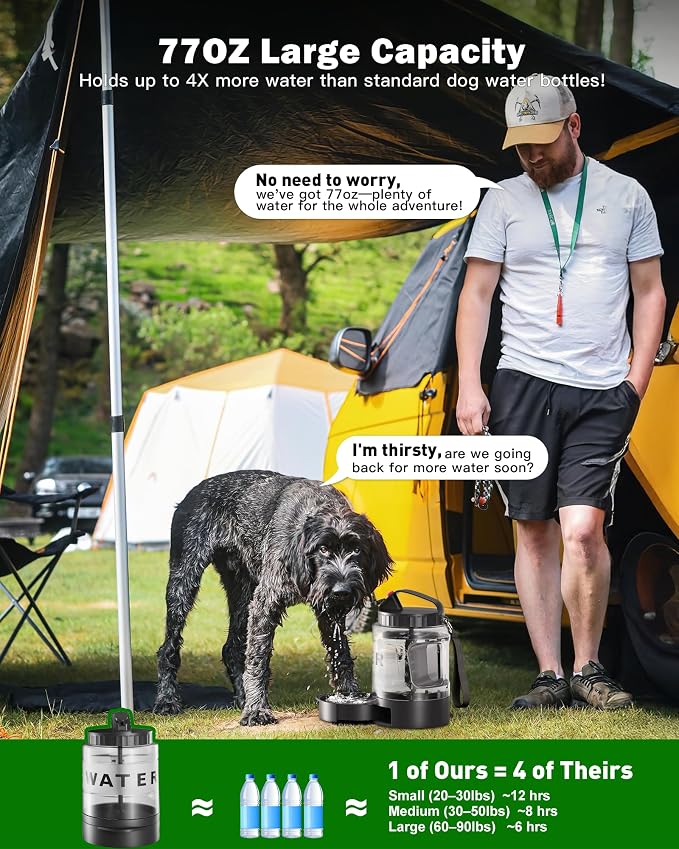 SwSun 77oz Large Dog Water Bottle, Portable Dog Travel Water Dispenser with Pull-Out Bowl, Ideal for Hiking, Camping, Dog Parks, Leak-Proof BPA-Free Outdoor Dog Water Bottle for Large Dogs,Black - Image 2