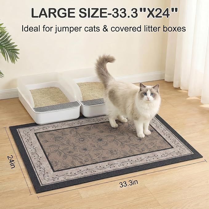 Glittme Cat Litter Mat, 33"x22" Non-Slip Washable Trapping Mat for Cats | Litter Trapping Mat With Thick PVC Coil To Catch Scatter, Soft On Paws And Waterproof Bottom To Protect Floors - Image 6