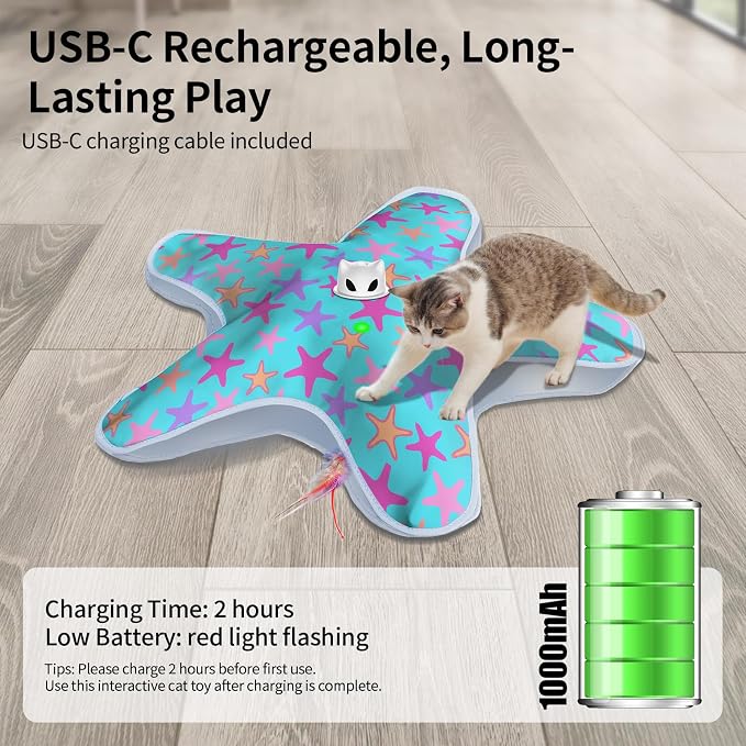 Interactive Cat Toys for Indoor Cats with Moving Concealed Feathers | Rechargeable Automatic Cat Toy, 3-Mode Touch Activated Kitten Toys, Hide and Seek Toy for Indoor Bored Adult Cats & Kittens - Image 5