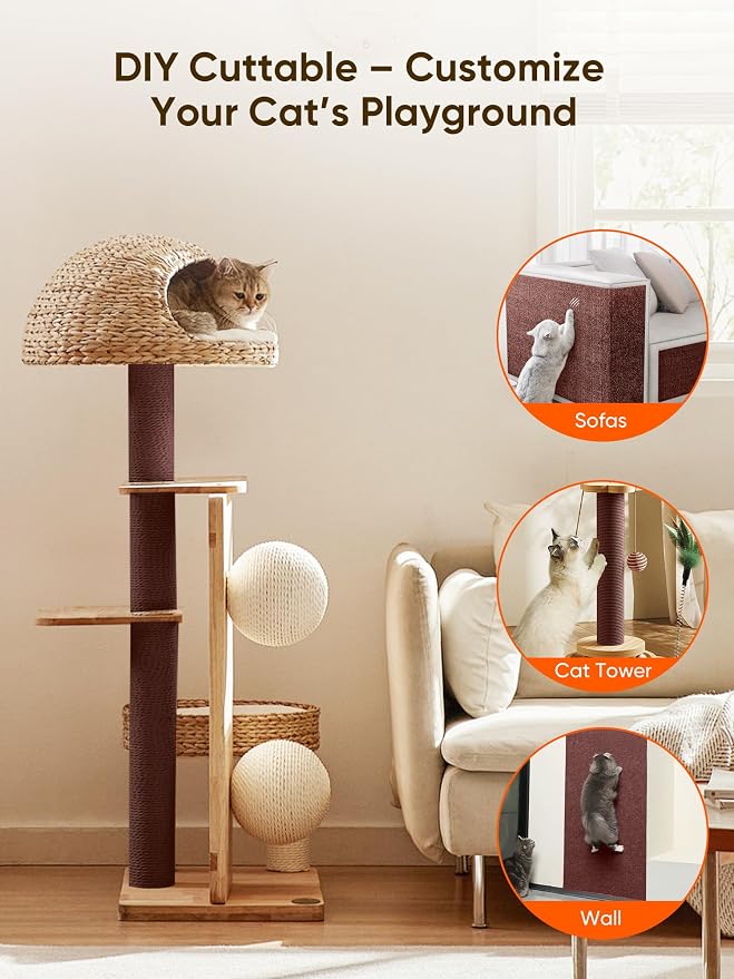 39.4"x15.8" Cat Scratch Mat Furniture Protector, Eco-Friendly DIY Trimmable Self-Adhesive Cat Scratching Pad, Couch Wall Sofa Guard, Reusable Claw Scratching Protector (Brown) - Image 6