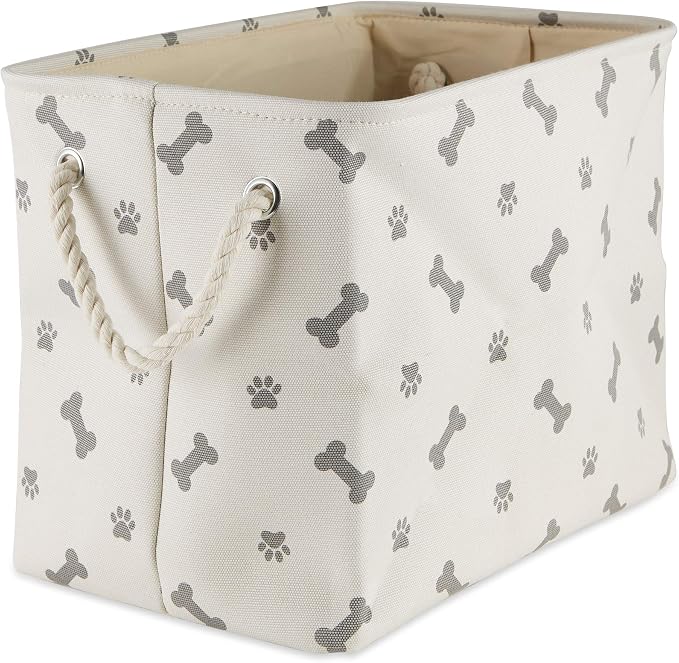 Bone Dry Pet Storage Collection Paw and Bone Print, Large Rectangle, 17.5x12x15", Gray by BoneDry