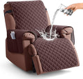 KinCam 100% Waterproof Recliner Chair Covers Washable, 25", Coffee | Anti Slip Reclining Couch Covers for Pets Dog, Recliner Sofa Slipcover Storage Pocket, Furniture Protector with Elastic Strap by KinCam