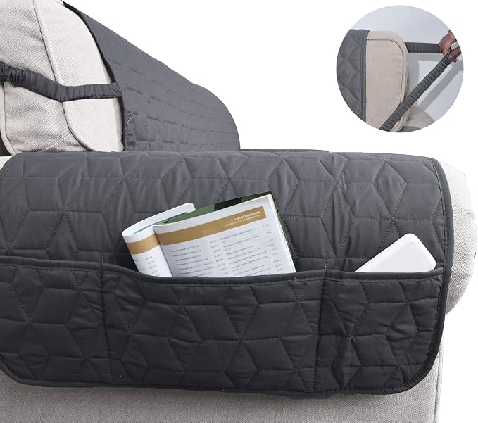 Ameritex Loveseat Cover Water-Resistant Quilted Furniture Protector with Back Nonslip Paws Slipcover for Dogs, Kids, Pets Loveseat Slipcover Stay in Place for Leather (Dark Grey, 54'') - Image 4