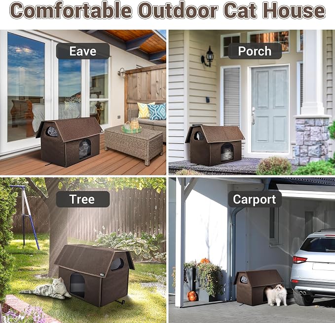 MIU Color Outdoor Cat House, Extra Large Weatherproof Cat Houses for Outdoor Cats, Insulated Feral Cat Shelter, Big Cat Bed, 20.5" x 17.5" x 16.6" | Insulated Feral Cat Shelter with Removable Soft Mat, Easy to Assemble,20.5"x17.5"x16.6" - Image 3