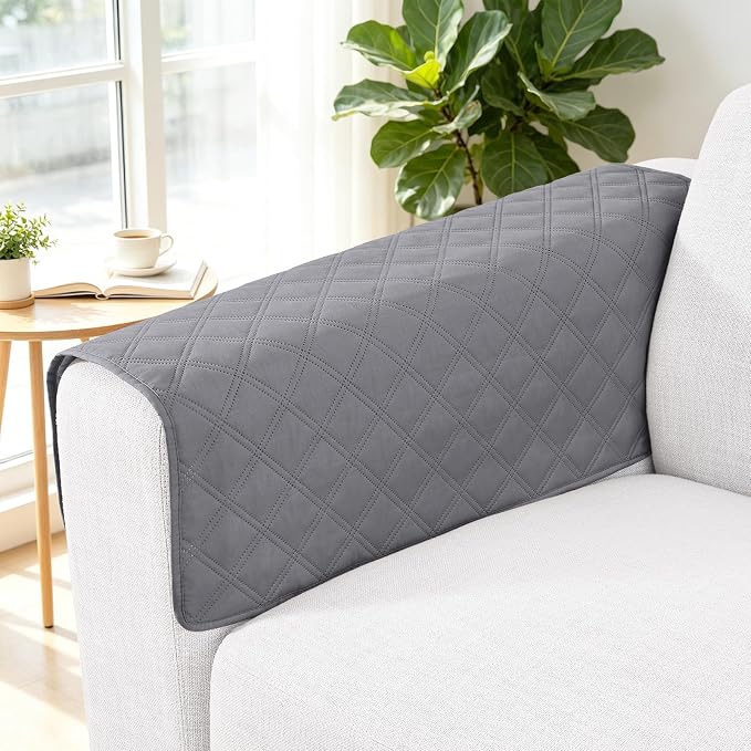 Smiry Waterproof Reversible Pet Couch Covers for Dogs | Pet Friendly, Soft Fabric, Washable Sofa Furniture Protector for Dogs Cat Kids, Checkered (40"x40", Grey/Dark Grey) by Smiry