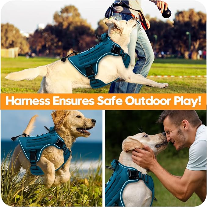 Heavy-Duty Tactical Dog Harness for Large Dogs, No Pull Adjustable Reflective Pet Vest with Molle System, K9 Military-Grade Control for Service Training, Outdoor & 10+ Breeds, Blue, X-Large - Image 6