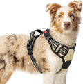 rabbitgoo Dog Harness Medium Sized, Updated Easy On & Off with 3 Buckles | No Pull No Choke, Walking with 2 Clips and Handle, Adjustable Soft Reflective, Beige, Medium by rabbitgoo
