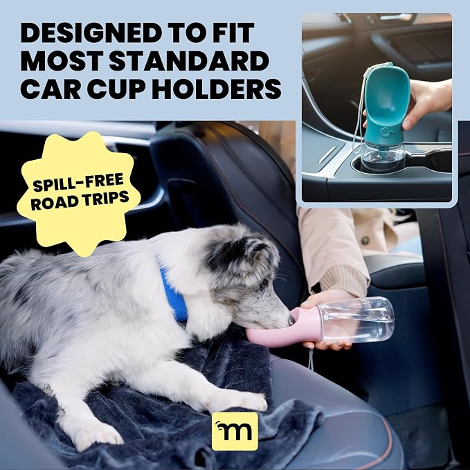 MalsiPree Leak-Proof Portable Dog Water Bottle for Travel - 19 oz, with Pink Bowl - Food Grade Plastic - Dog Bowls - Puppy Essentials - Pet Water Bottle for Trail Hiking, Park Visit & Beach Days - Image 5