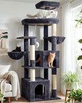 Globlazer Sturdy Cat Tree for Indoor Cats 20 lbs, S68, Dark Grey | 68-inch Large Cat Tower for Adult Big Cats, Heavy Duty Cat Tree with Extra Large Platform, 5 Scratching Post by Globlazer