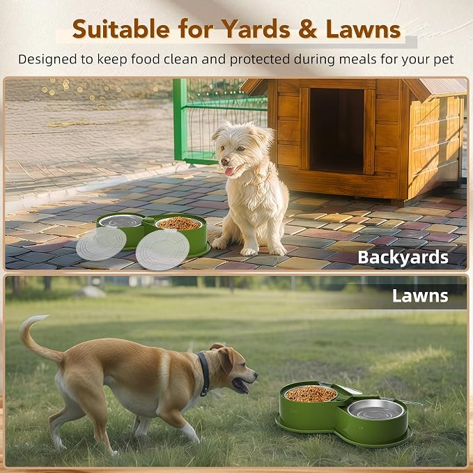 Newget 304 Stainless Steel Dog Bowl Set with Lids, 24oz Foldable Pet Dishes | Dual Food & Water Pet Bowl, Anti-Skid, Keeps Food Fresh, Easy to Install, for Small - Large Dogs/Cats - Indoor & Outdoor Use - Image 6