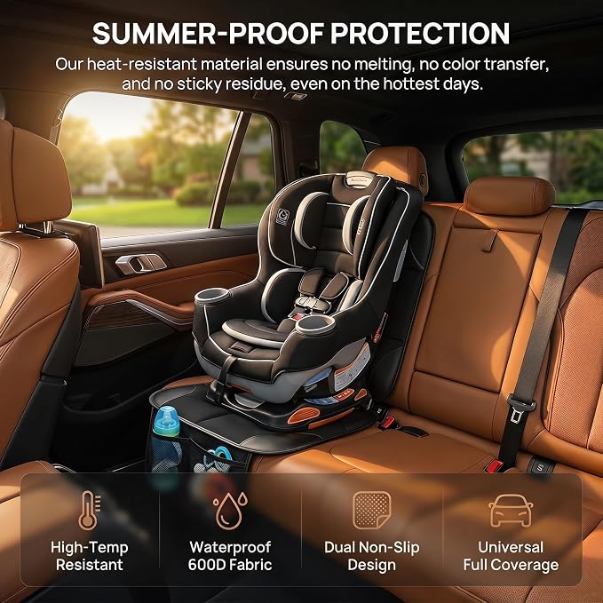 SMART ELF 2 Pack in Gift Box Car Seat Protector (Black) | Thickest Padding and Non-Slip Backing Mesh Pockets for Baby and Pet, Sedan SUV Truck - Image 3