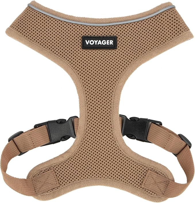 Best Pet Supplies Voyager Aerolite Over the Head Dog Harness, No Pull Breathable Air Mesh Vest, Quick Dry with Reflective Stitching, Adjustable Escape Resistant Harness - Beige, Medium by BestPetSuppliesLLC